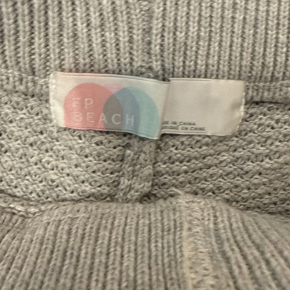 Free People Pants Womens Small Gray FP Beach Waffle Knit  Wide Leg Boho Flare